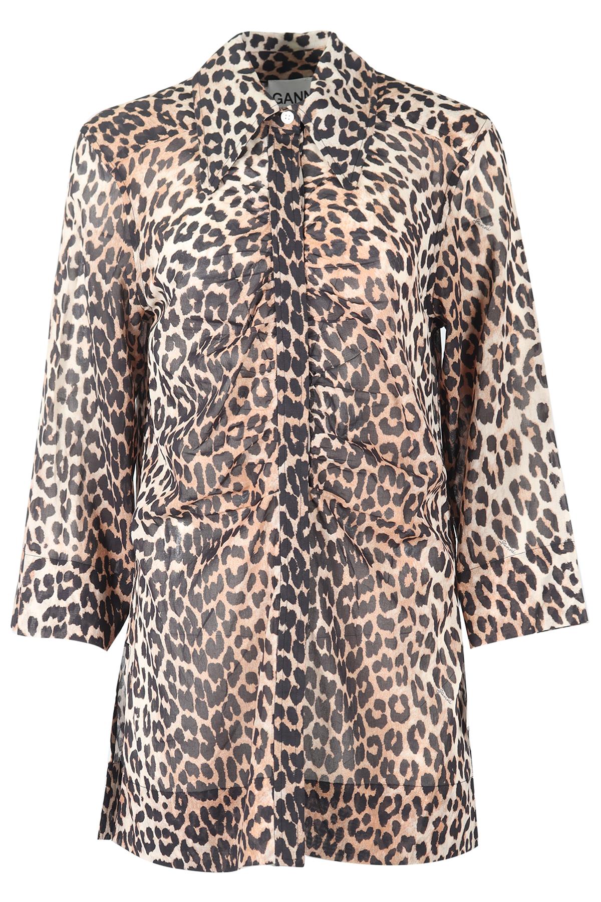 GANNI LEOPARD PRINT COTTON SHIRT DE 36 UK 10