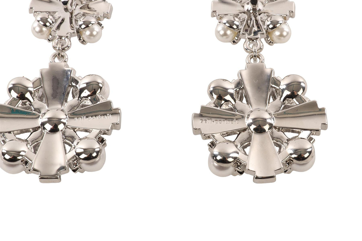 SELF PORTRAIT SILVER CLIP EARRINGS