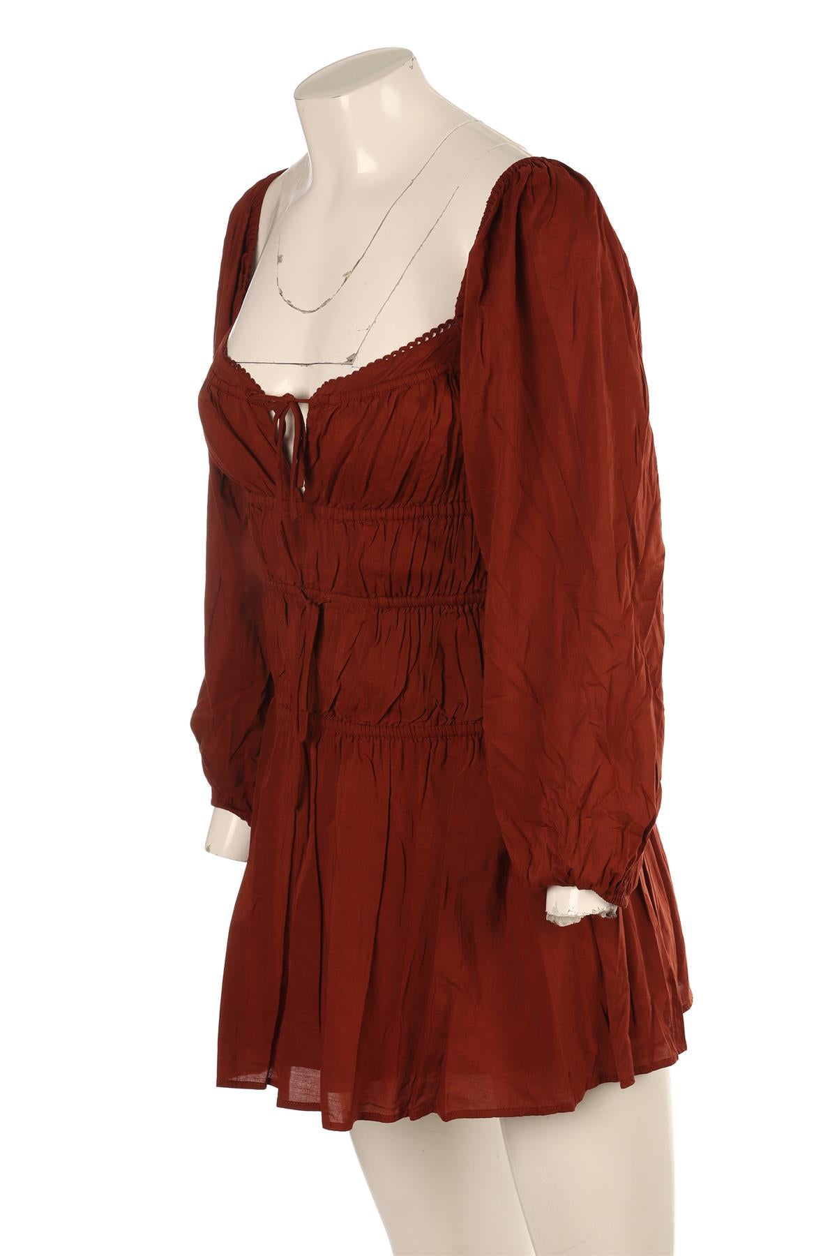 REFORMATION BROWN COTTON MINI DRESS US 2 UK 6