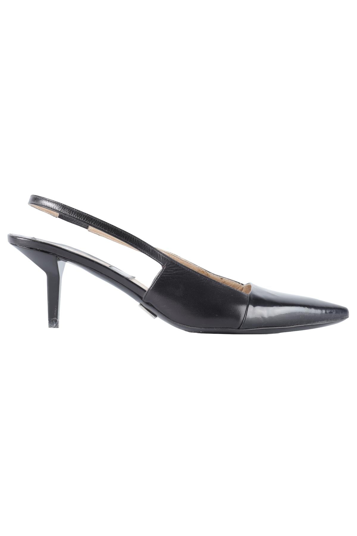MICHAEL KORS BLACK LEATHER SLINGBACK PUMPS EU 38.5 UK 5.5 US 8.5