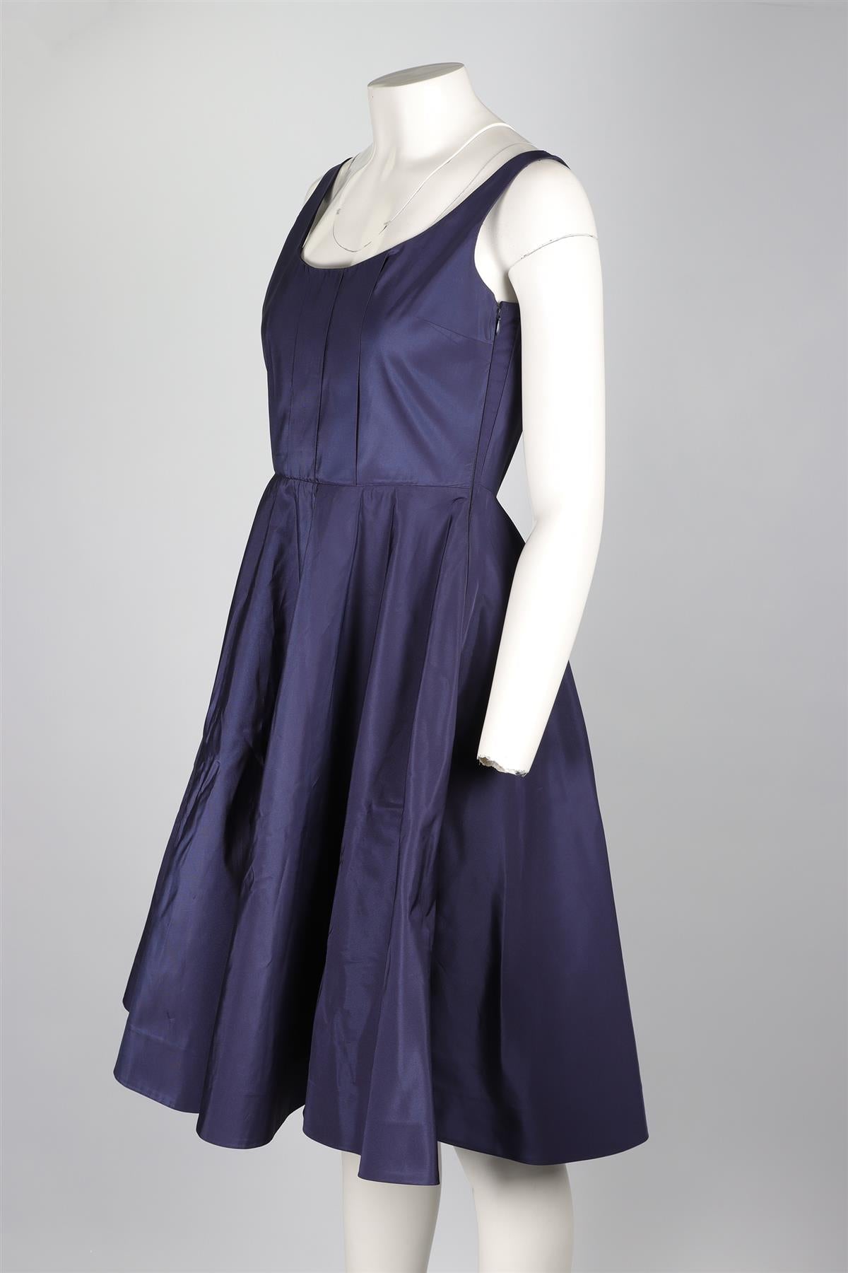 MIU MIU NAVY TAFFETA MIDI DRESS IT 40 UK 8
