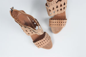 AZZEDINE ALAÏA NUDE SUEDE SANDALS EU 38 UK 5 US 8