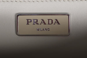 PRADA BEIGE POCKET LEATHER AND RE-NYLON SHOULDER BAG