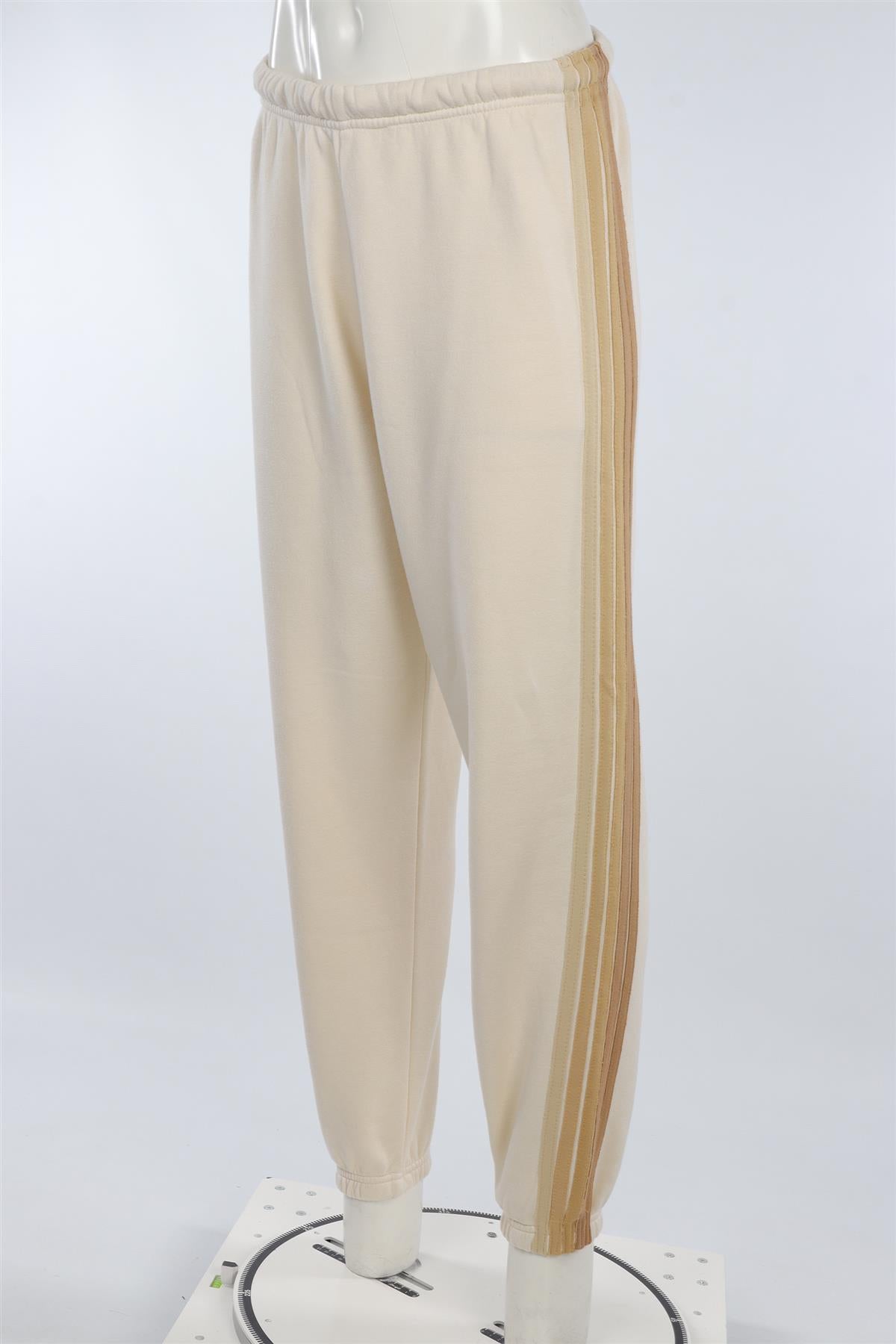 AVIATOR NATION CREAM COTTON TRACK PANTS MEDIUM