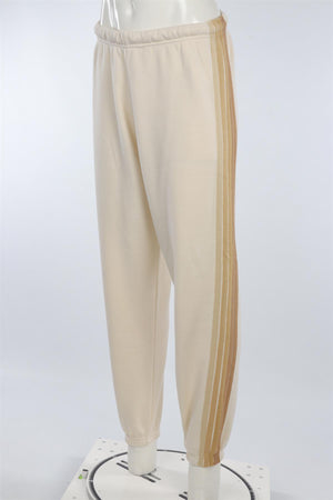 AVIATOR NATION CREAM COTTON TRACK PANTS MEDIUM