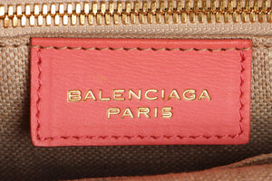 BALENCIAGA PINK PADLOCK ALL AFTERNOON LEATHER TOTE BAG