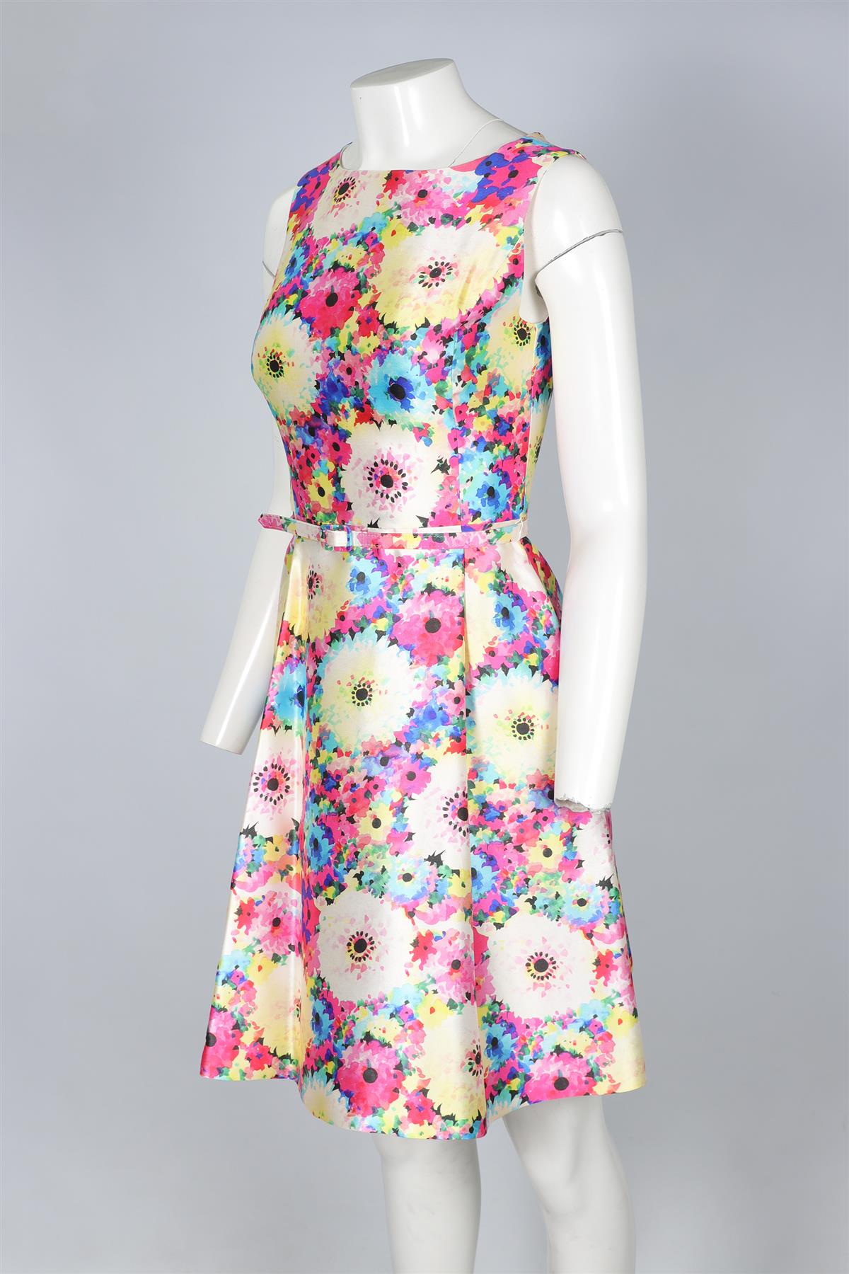 OSCAR DE LA RENTA MULTI 2016 SILK MINI DRESS US 2 UK 6