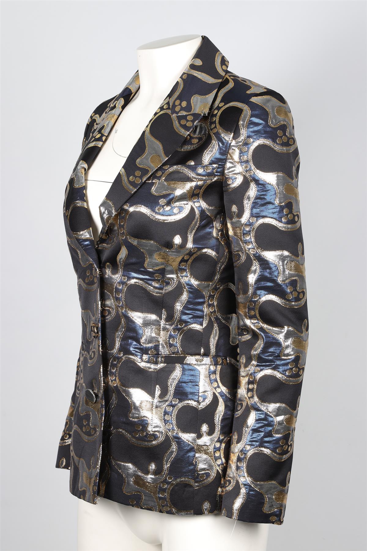 LA DOUBLEJ BLACK JACQUARD BLAZER UK 8