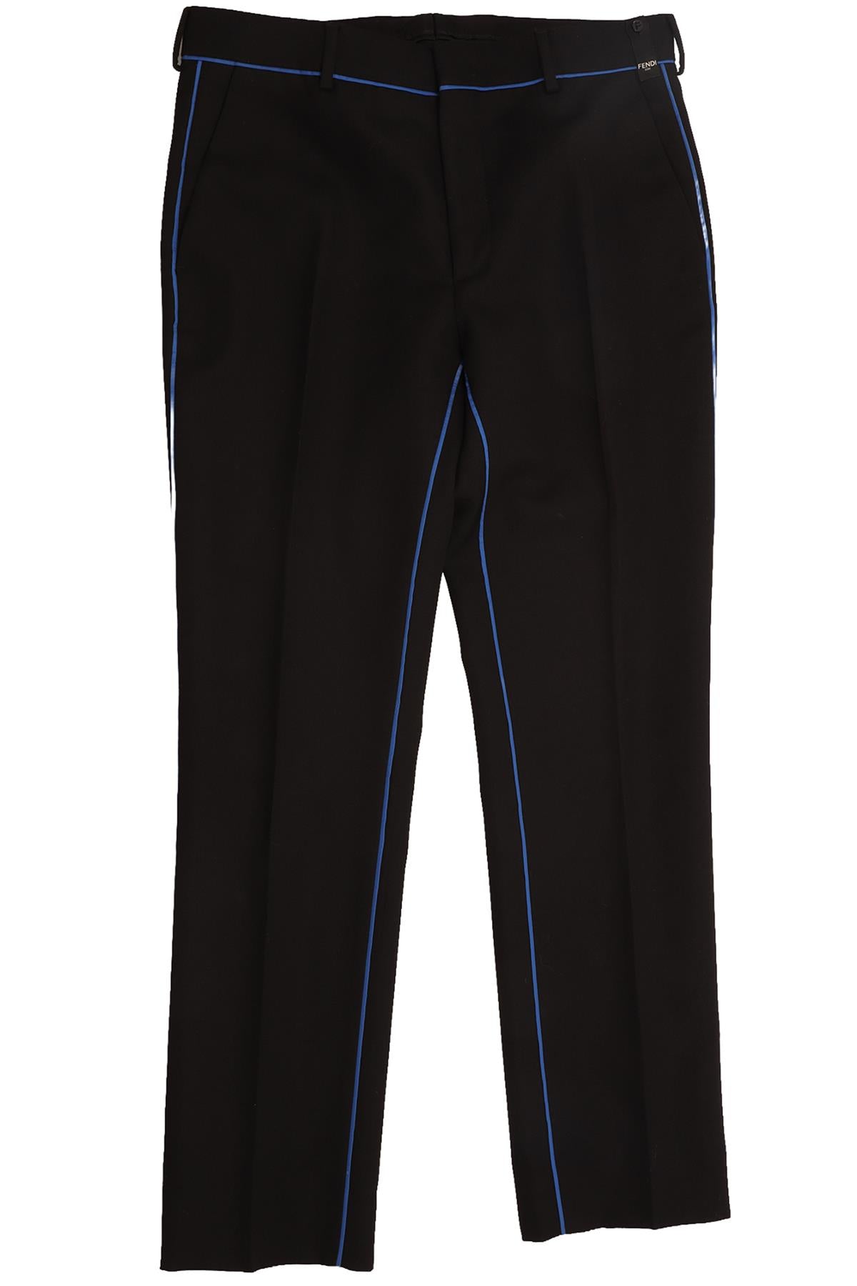 FENDI BLACK MEN'S WOOL STRAIGHT LEG PANTS IT 48 UK 38