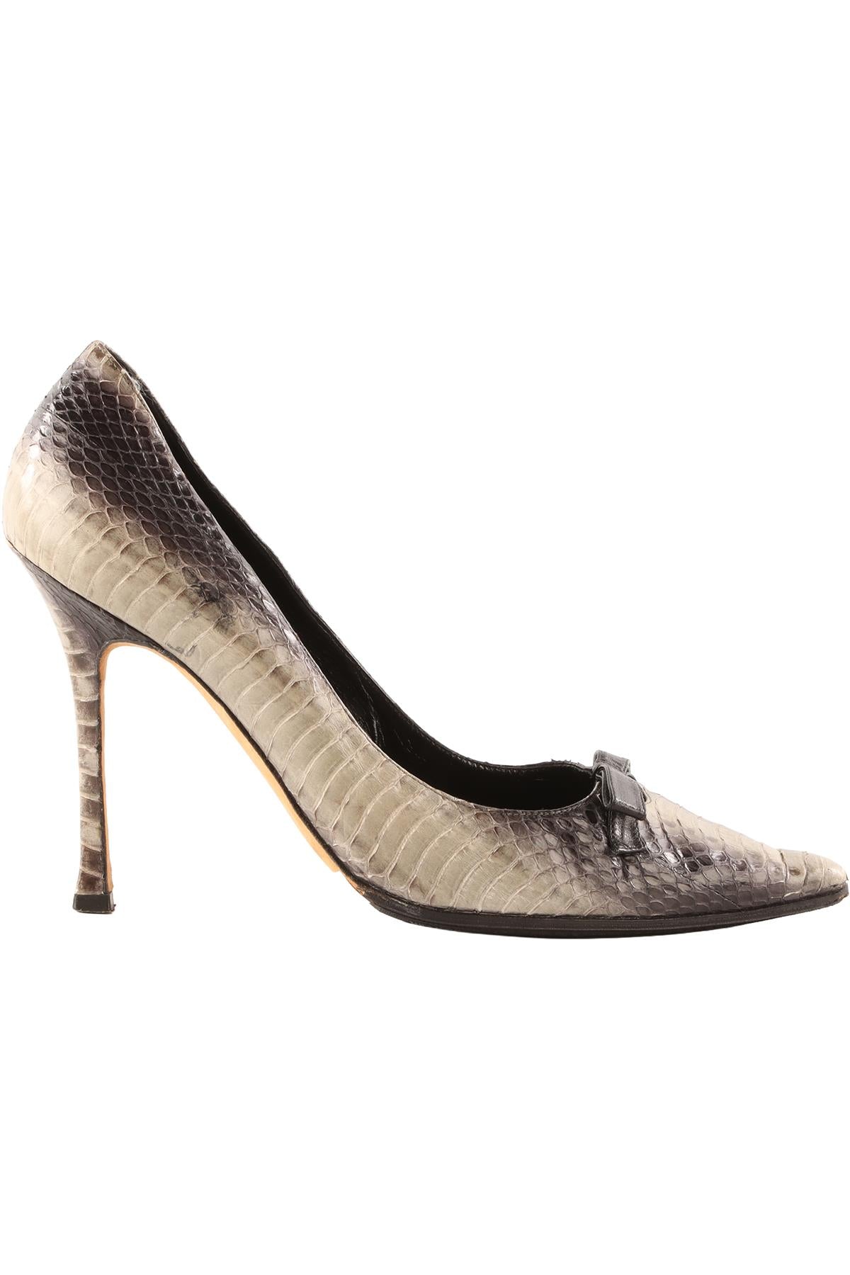 MANOLO BLAHNIK BLACK PYTHON PUMPS EU 38.5 UK 5.5 US 8.5