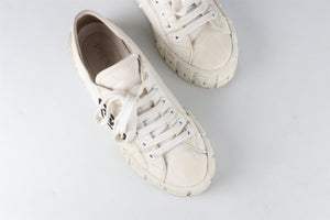 PRADA WHITE DOUBLE WHEEL NYLON PLATFORM SNEAKERS EU 38 UK 5 US 8