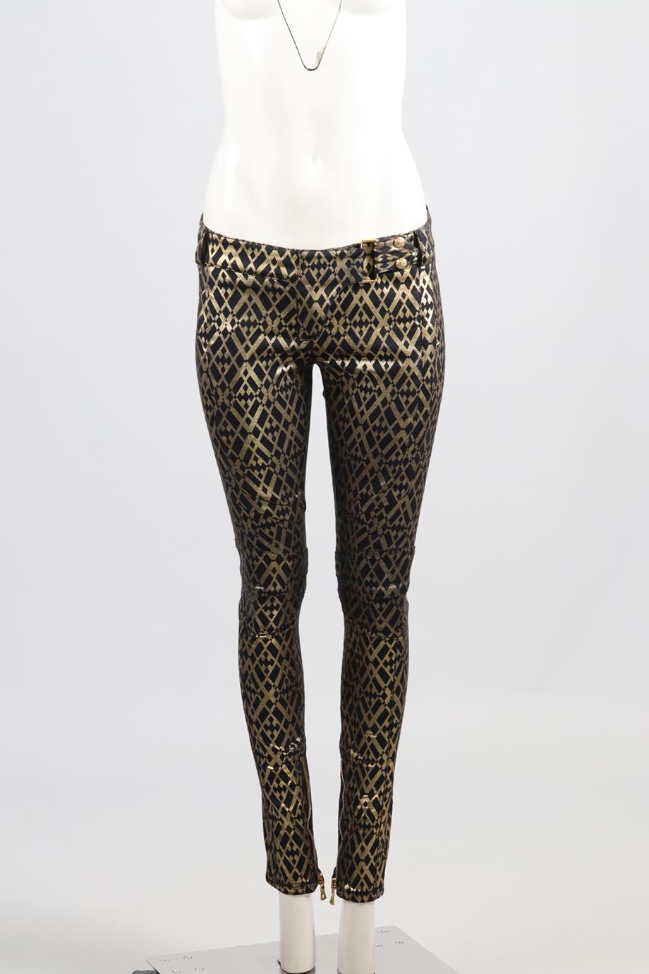 BALMAIN LOW RISE COTTON BLEND SKINNY PANTS FR 38 UK 10