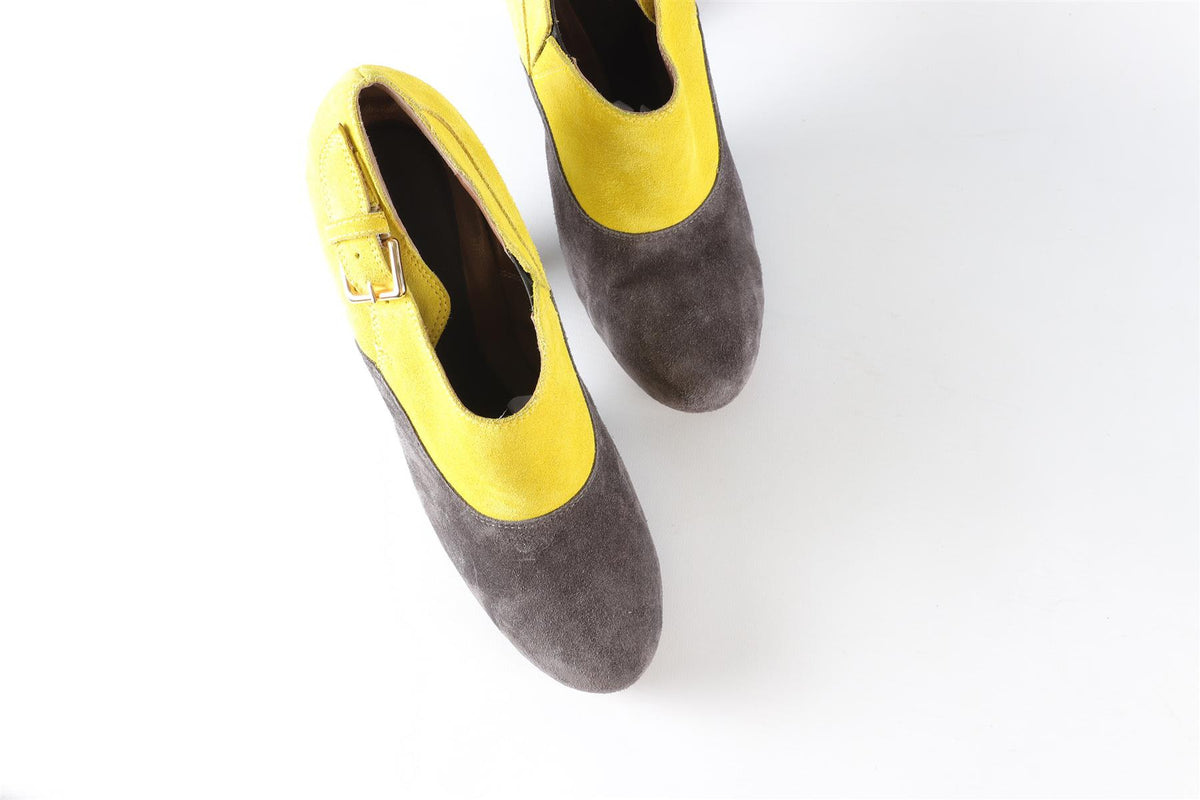 MARNI YELLOW AND GREY SUEDE ANKLE BOOTS EU 39 UK 6 US 9