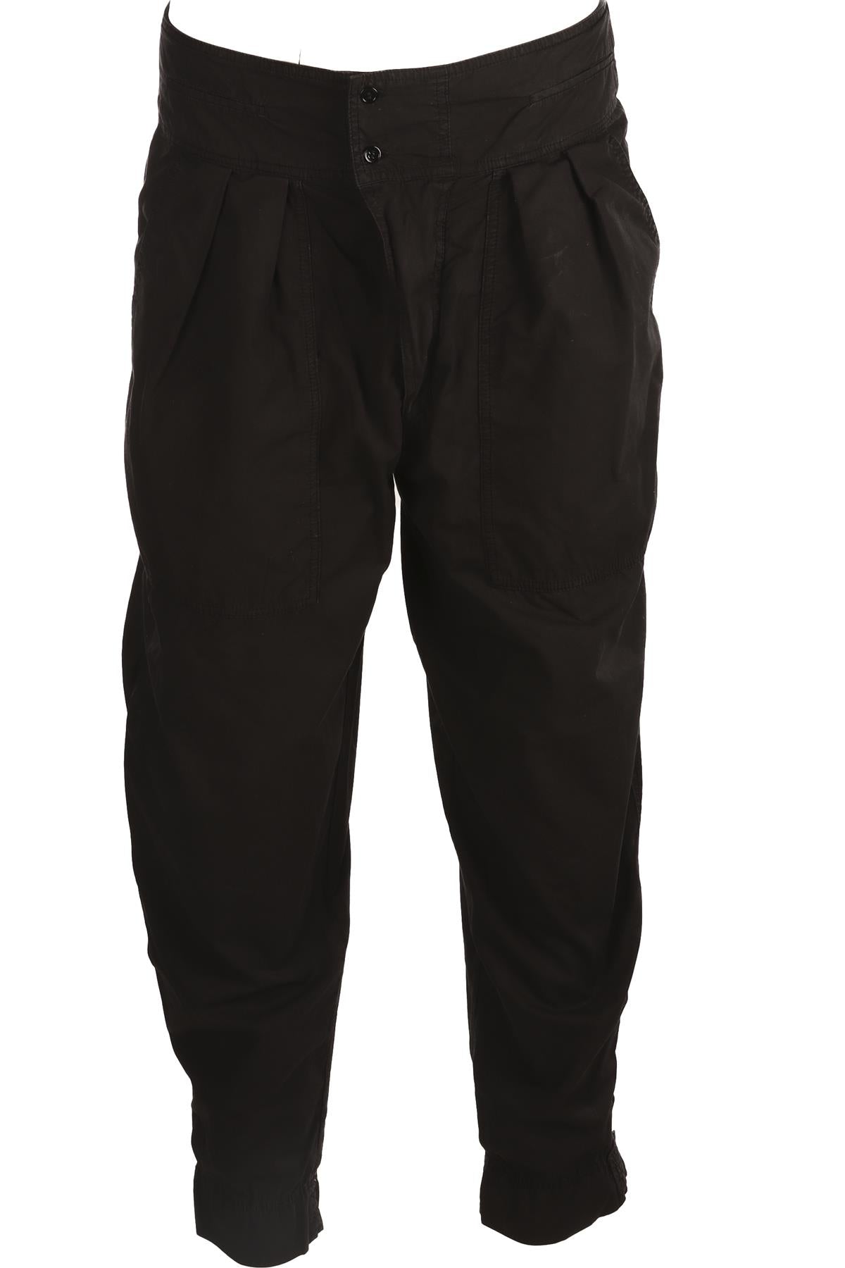ISABEL MARANT ÉTOILE BLACK COTTON TAPERED PANTS FR 42 UK 14