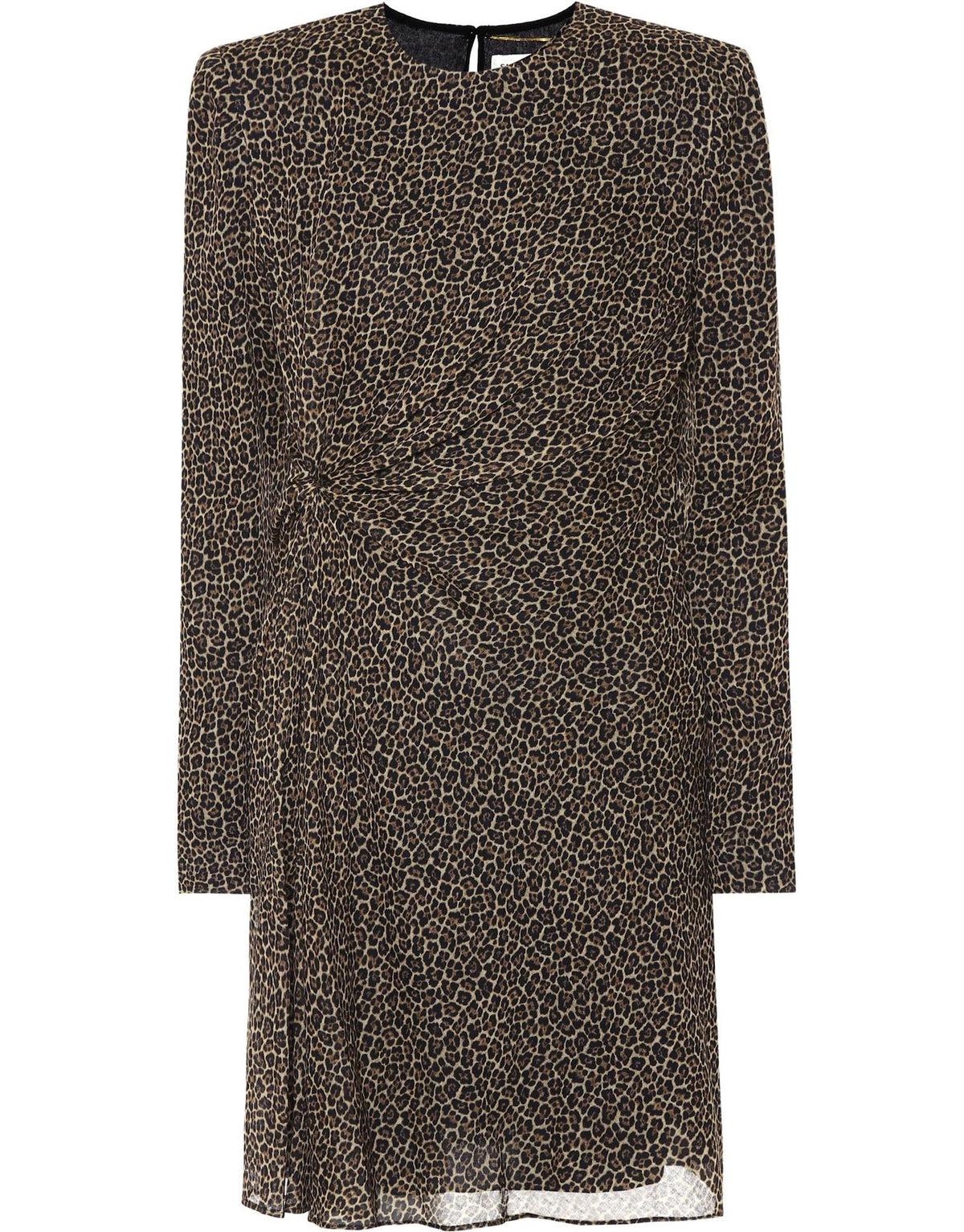 SAINT LAURENT LEOPARD PRINT WOOL MINI DRESS FR 44 UK 16