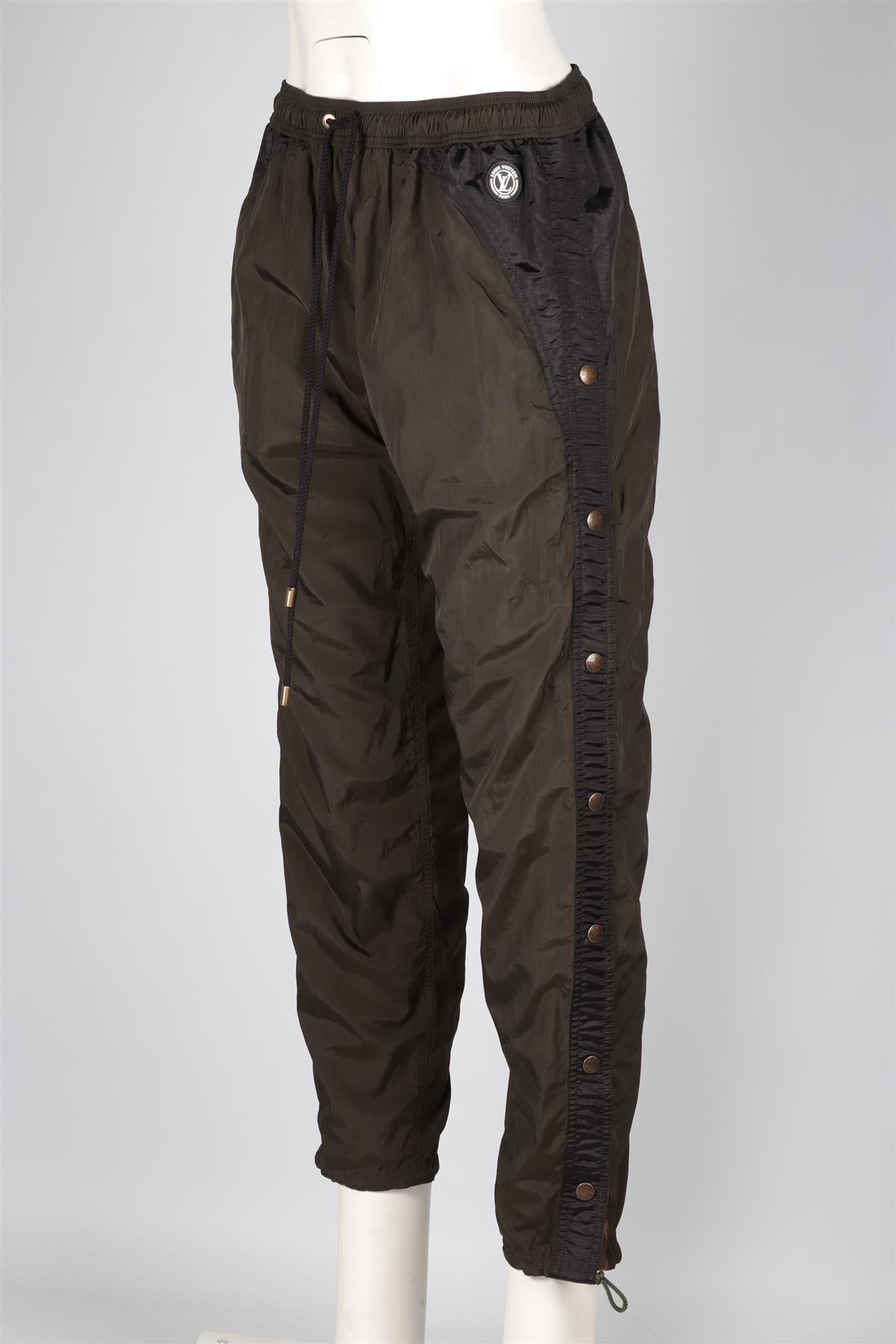 LOUIS VUITTON GREEN MONOGRAM NYLON TAPERED PANTS FR 38 UK 10