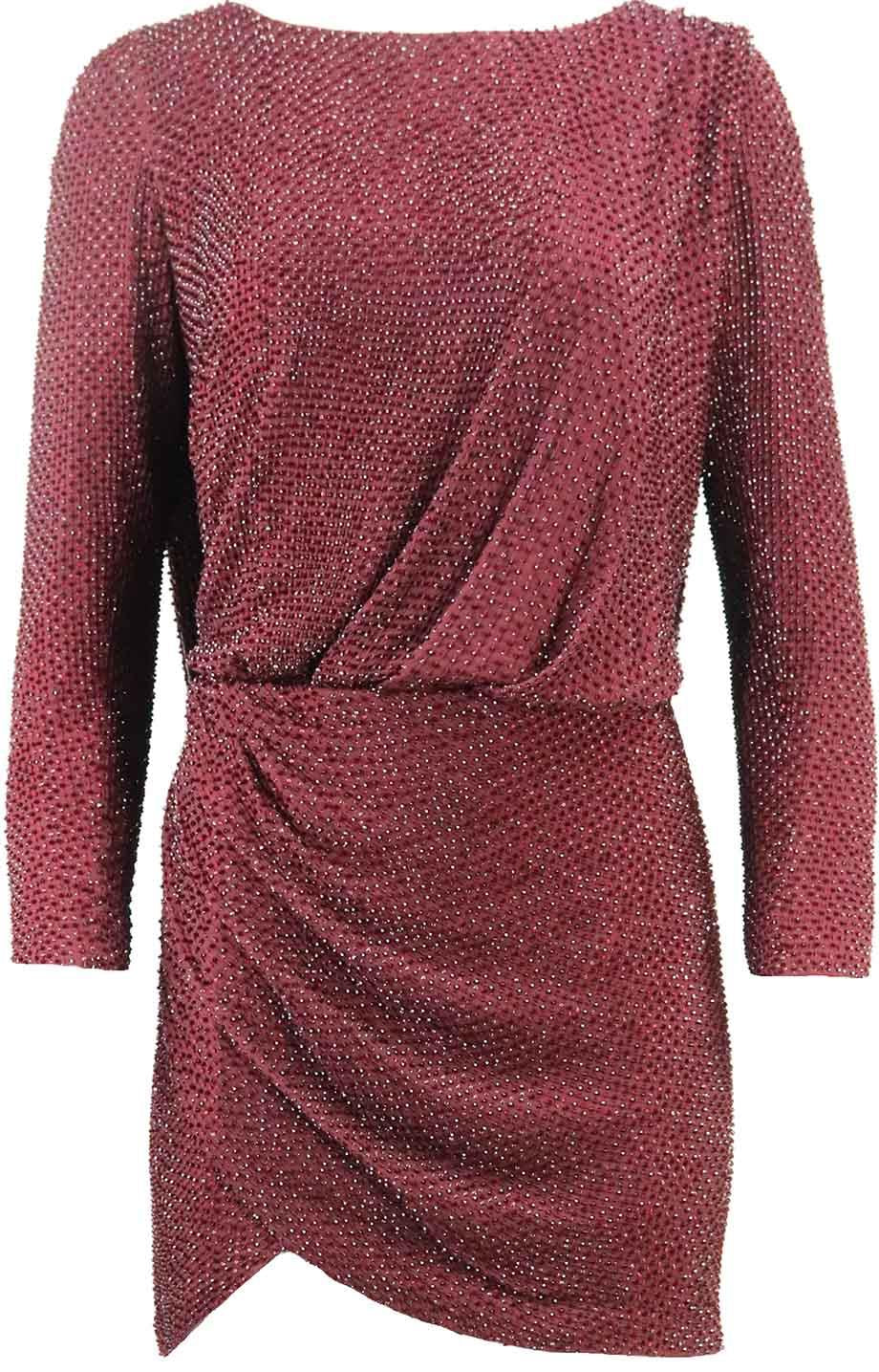 RALPH AND RUSSO ONE SHOULDER EMBELLISHED SILK MINI DRESS LARGE