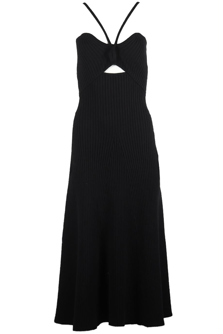 ANNA QUAN CUTOUT RIBBED COTTON BLEND MIDI DRESS UK 10