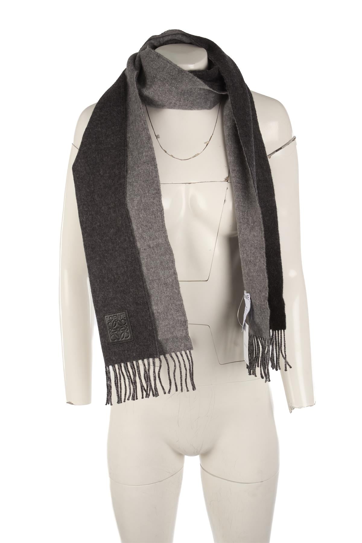 LOEWE GREY ANAGRAM WOOL SCARF