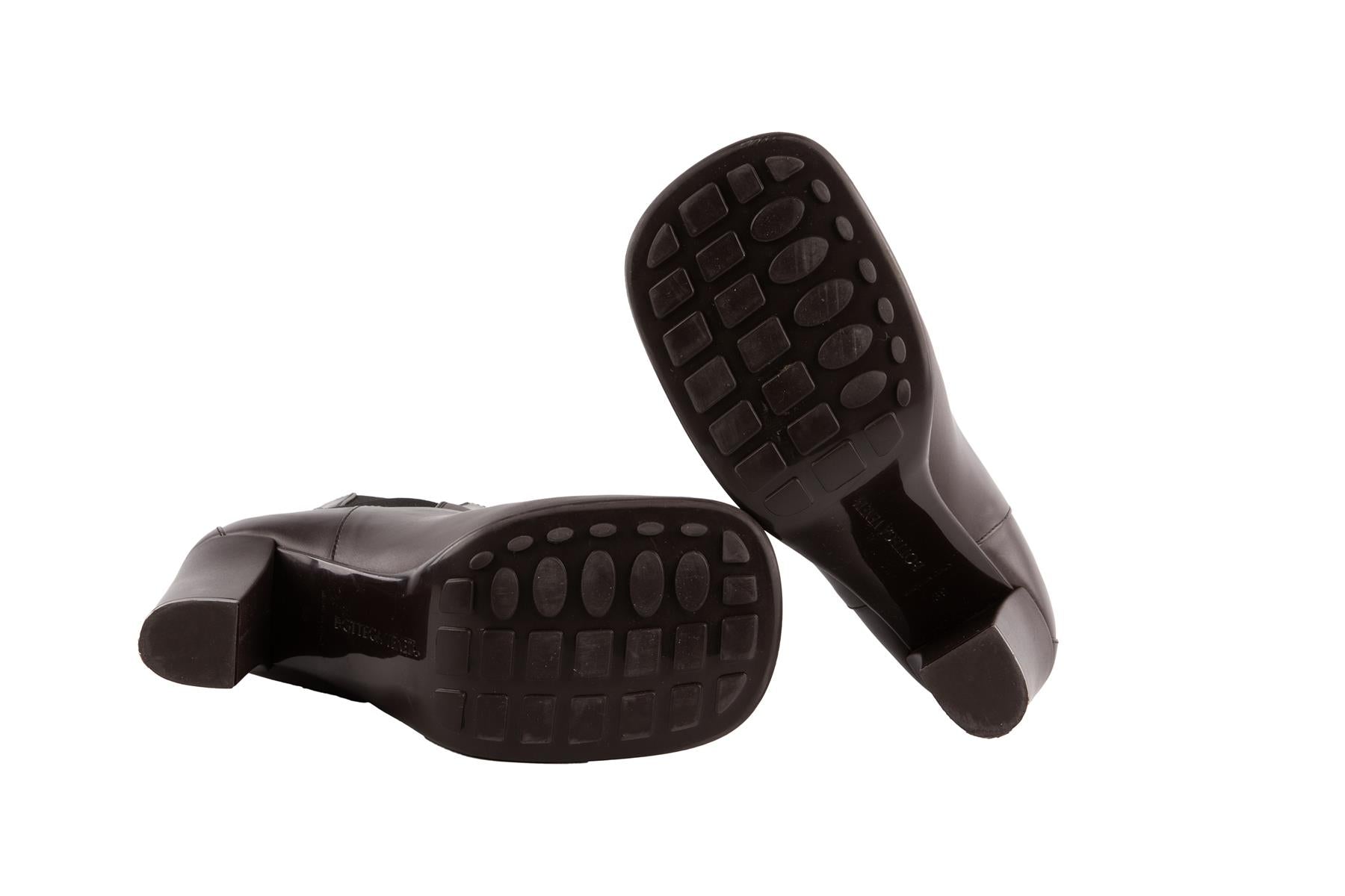 BOTTEGA VENETA BROWN LEATHER ANKLE BOOTS EU 39