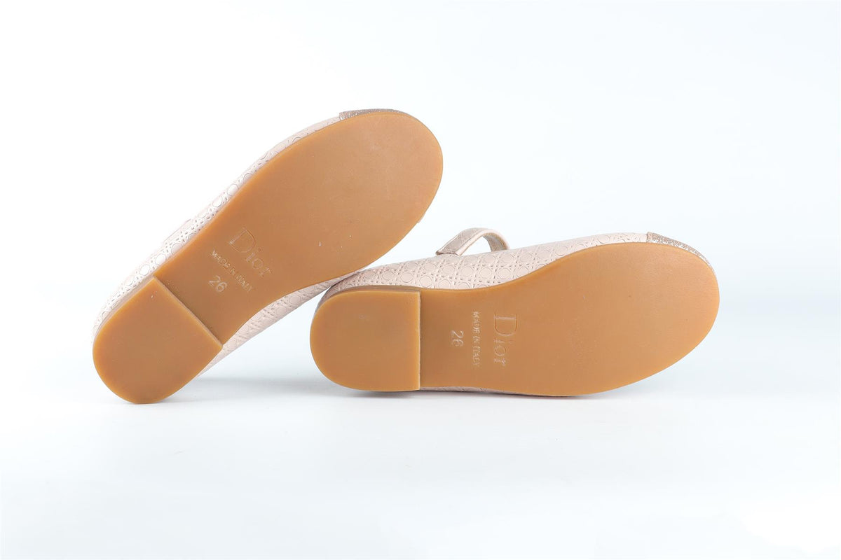 CHRISTIAN DIOR PINK KIDS GIRLS LEATHER BALLET FLATS EU 26 UK 8.5 US 9