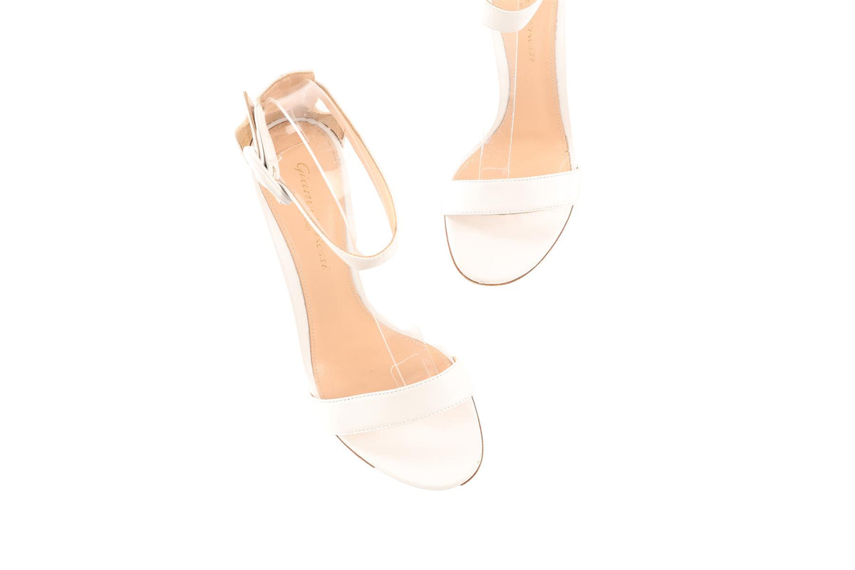 GIANVITO ROSSI WHITE LEATHER SANDALS EU 35.5 UK 2.5 US 5.5
