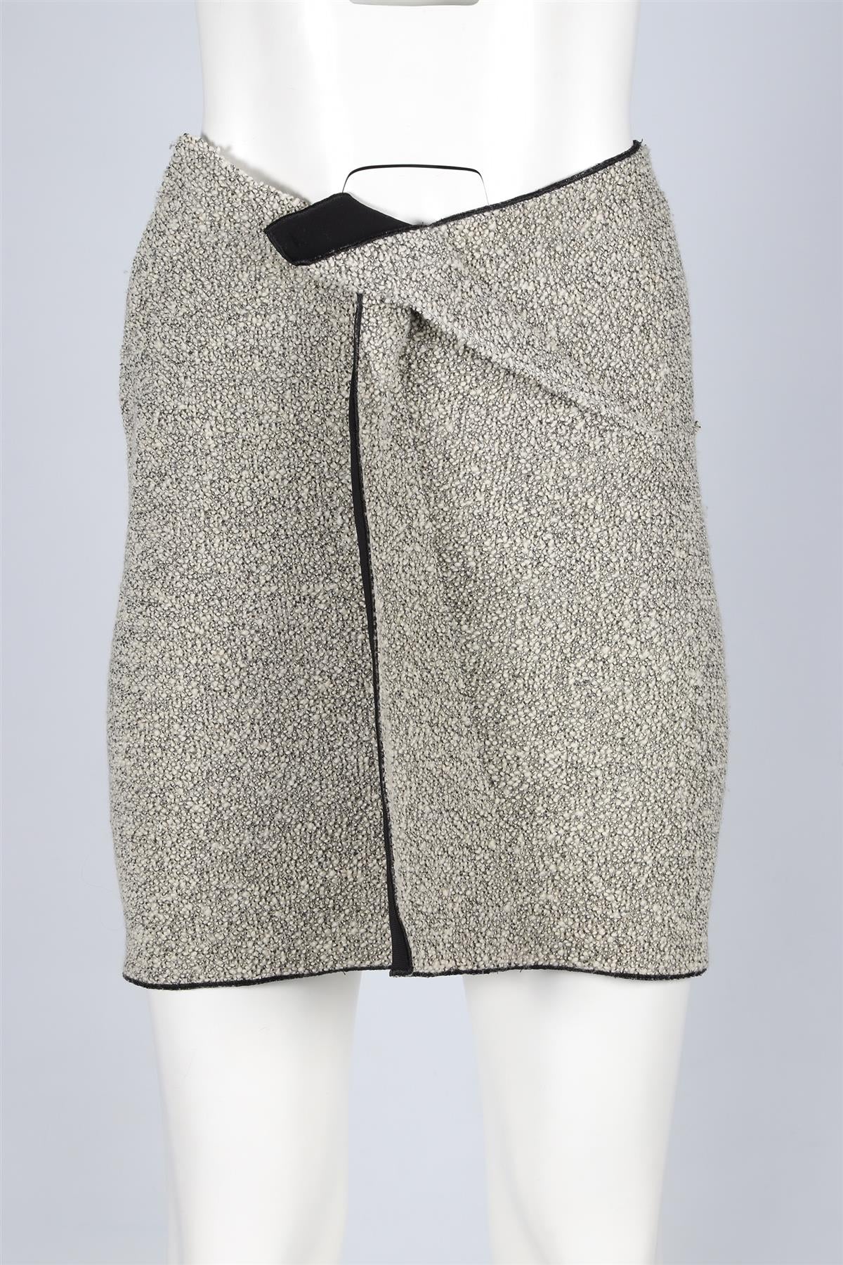 ROLAND MOURET GREY WOOL MINI SKIRT US 4 UK 8
