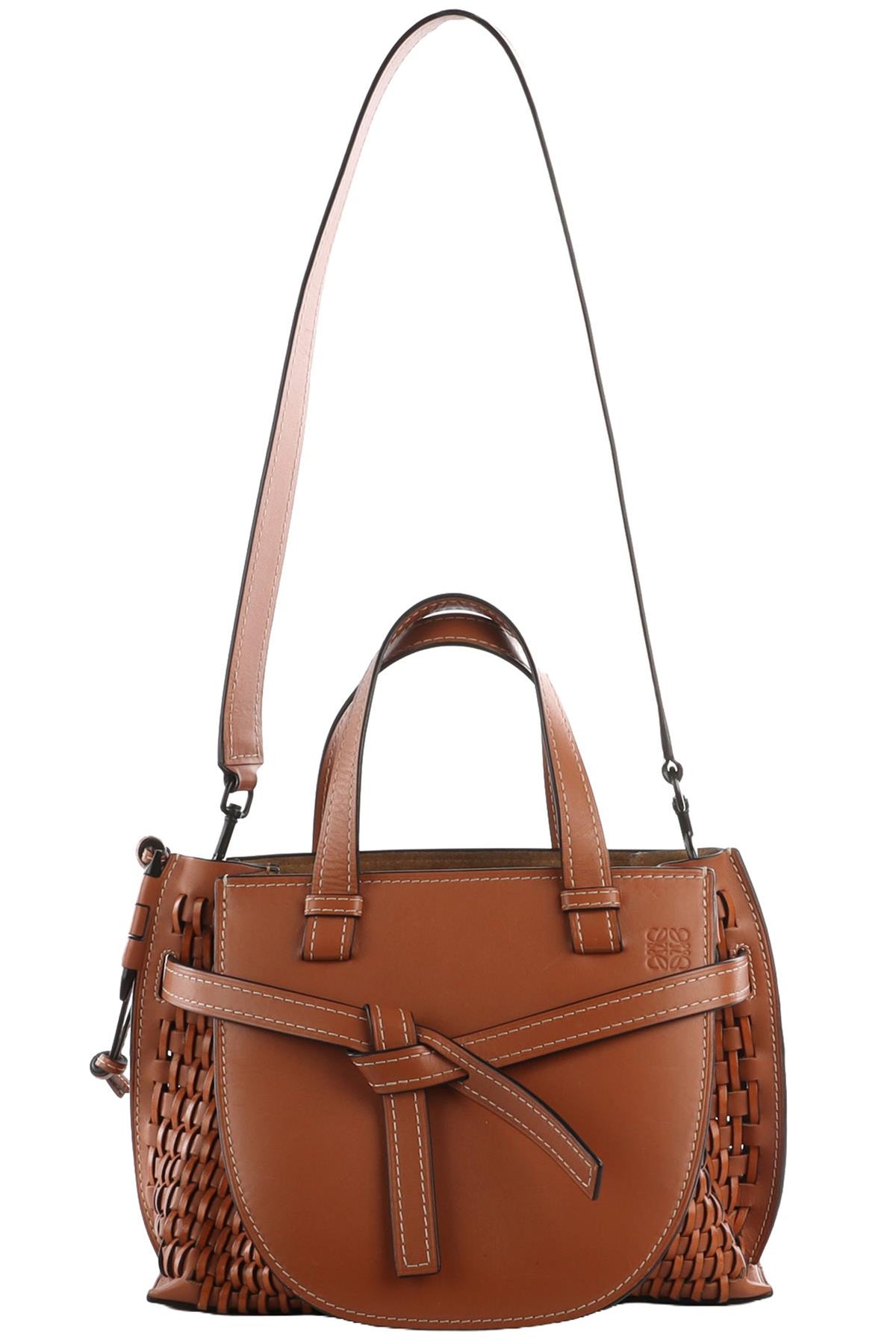 LOEWE BROWN GATE SMALL LEATHER TOTE BAG