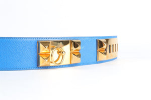 HERMÈS BLUE 1992 COLLIER DE CHIEN EPSOM LEATHER WAIST BELT