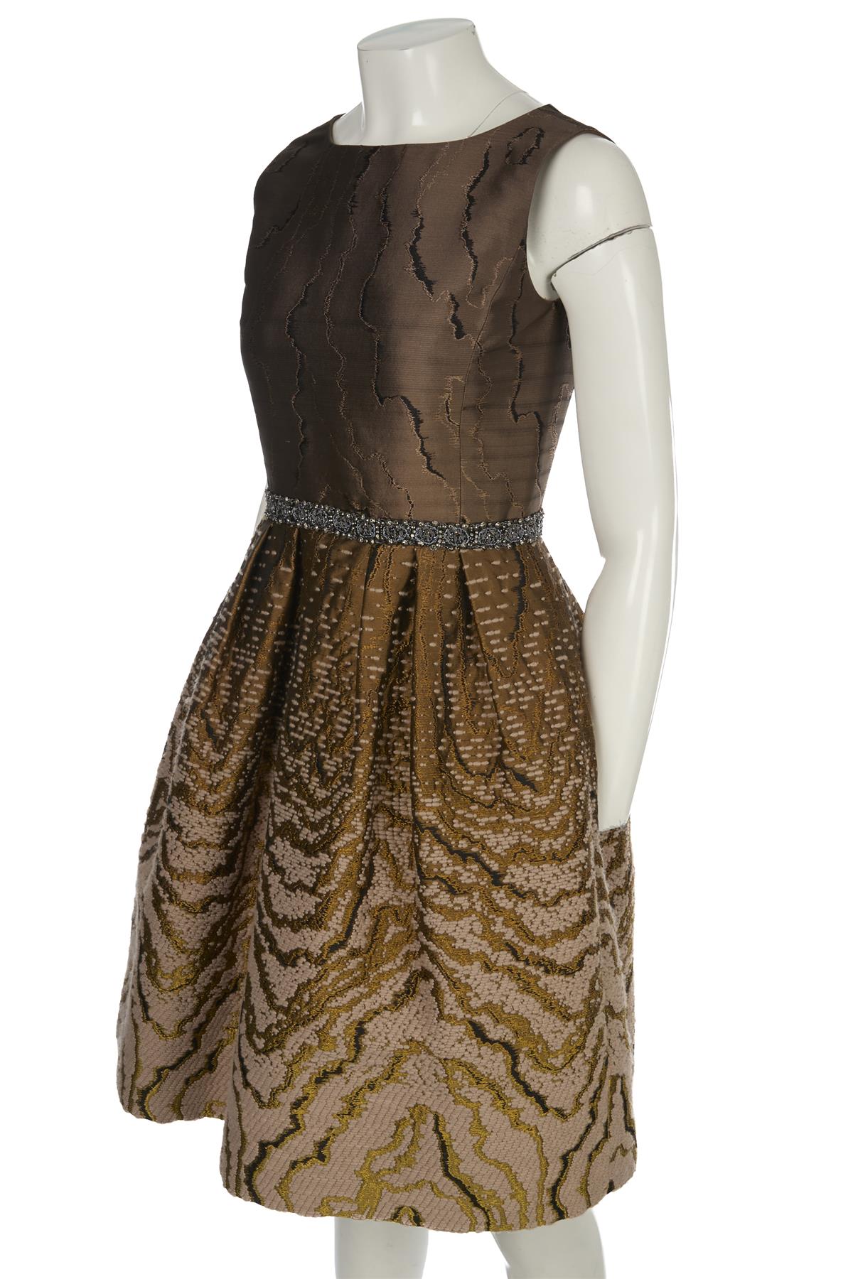 OSCAR DE LA RENTA BRONZE 2008 WOOL DRESS US 4 UK 8