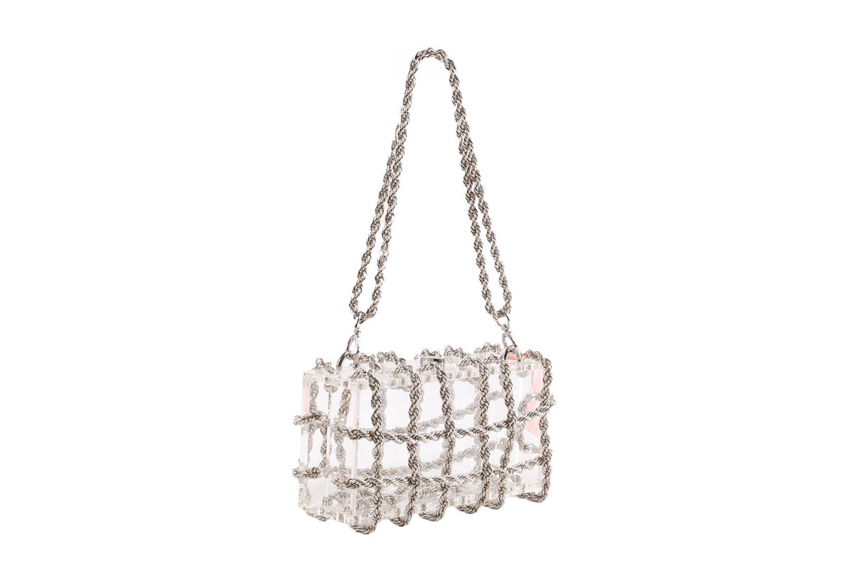 CULT GAIA SILVER BESS PERSPEX SHOULDER BAG