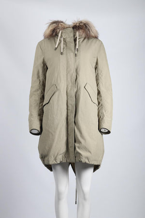 ARMY BY YVES SOLOMON FOX FUR AND SHELL DOWN COAT FR 36 UK 8