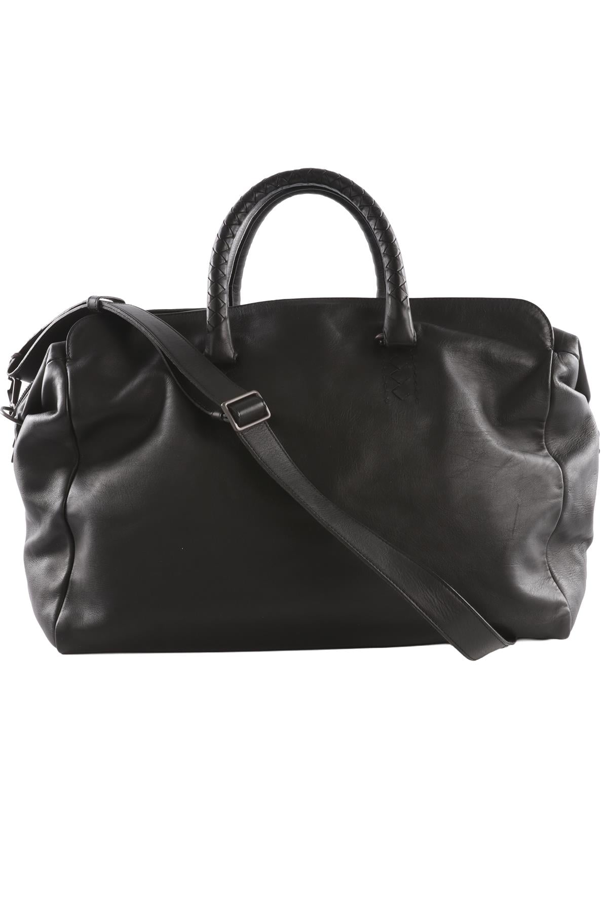 BOTTEGA VENETA BLACK MEN'S NERO LEATHER TOTE BAG