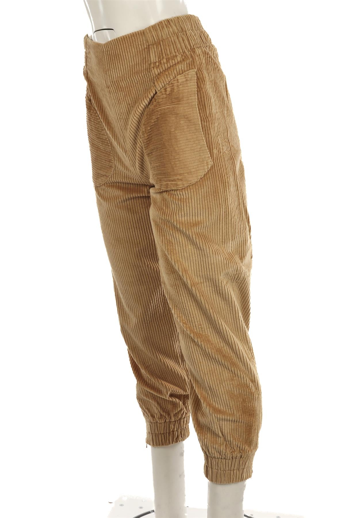 ANNA MASON TAN CORDUROY TAPERED PANTS UK 10