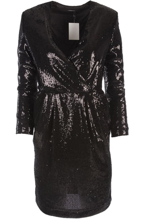 P.A.R.O.S.H BLACK SEQUIN MINI DRESS XSMALL