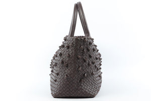 BOTTEGA VENETA BROWN CABAT MEDIUM INTRECCIATO LEATHER TOTE BAG