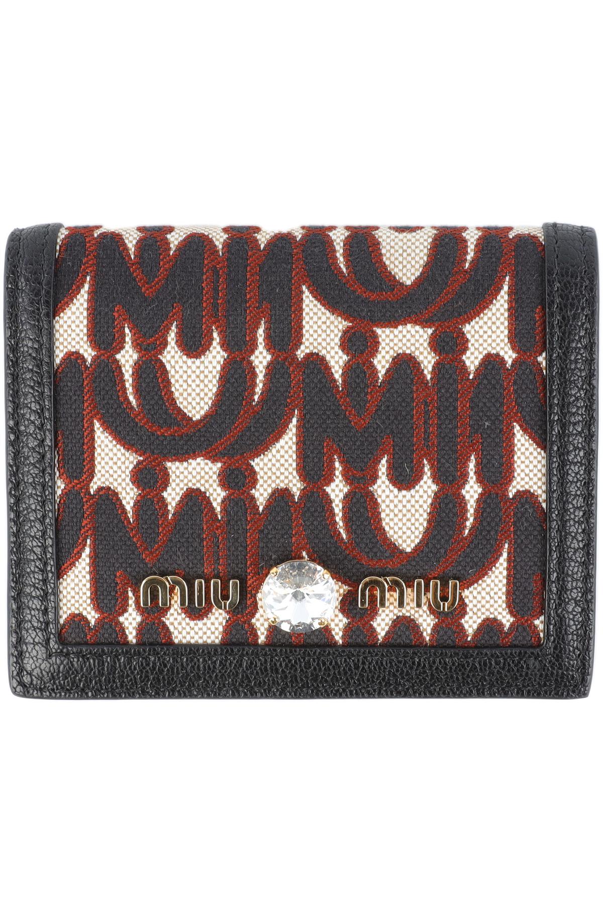MIU MIU BLACK MADRAS JACQUARD WALLET