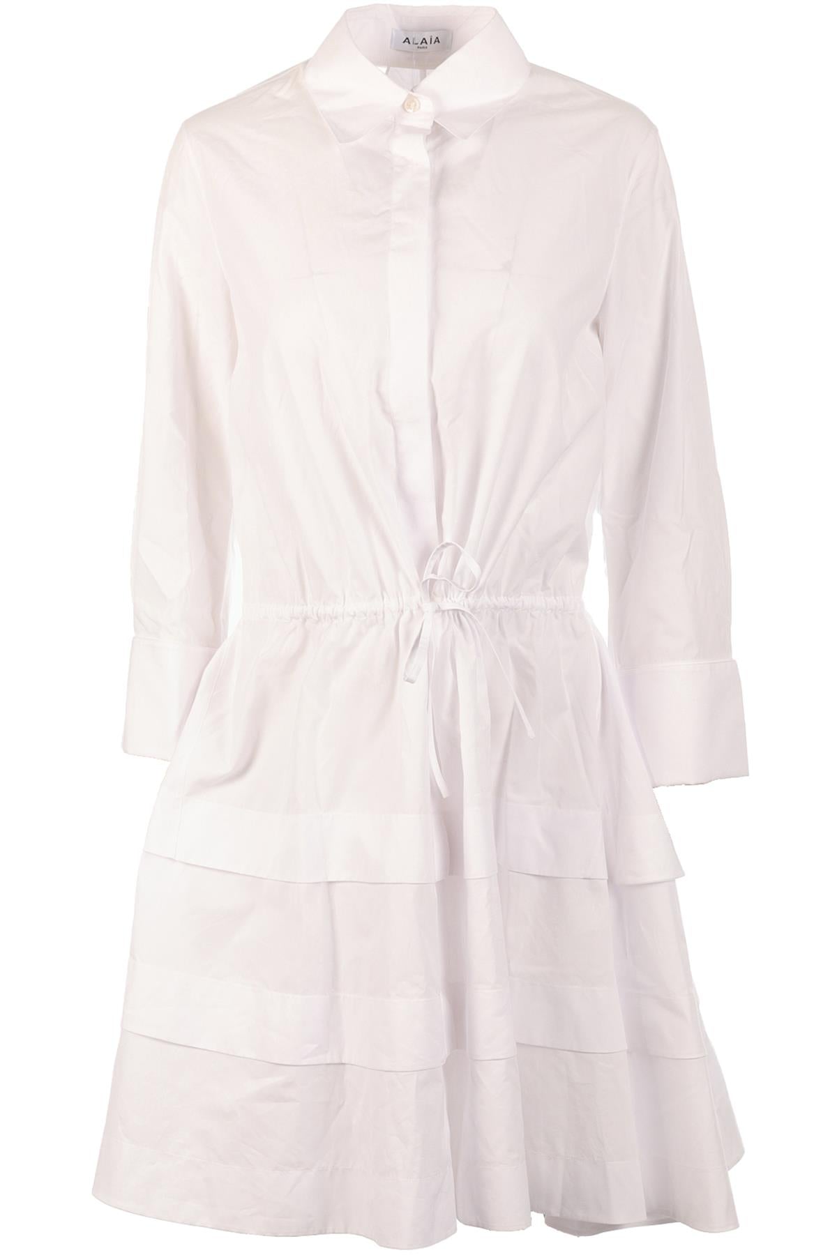 ALAÏA WHITE COTTON MIDI DRESS FR 36 UK 8