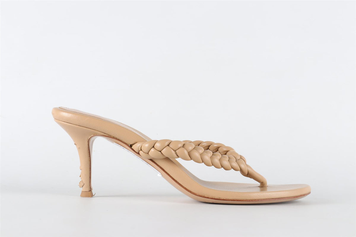 GIANVITO ROSSI NUDE LEATHER THONG SANDALS EU 39.5 UK 6.5 US 9.5