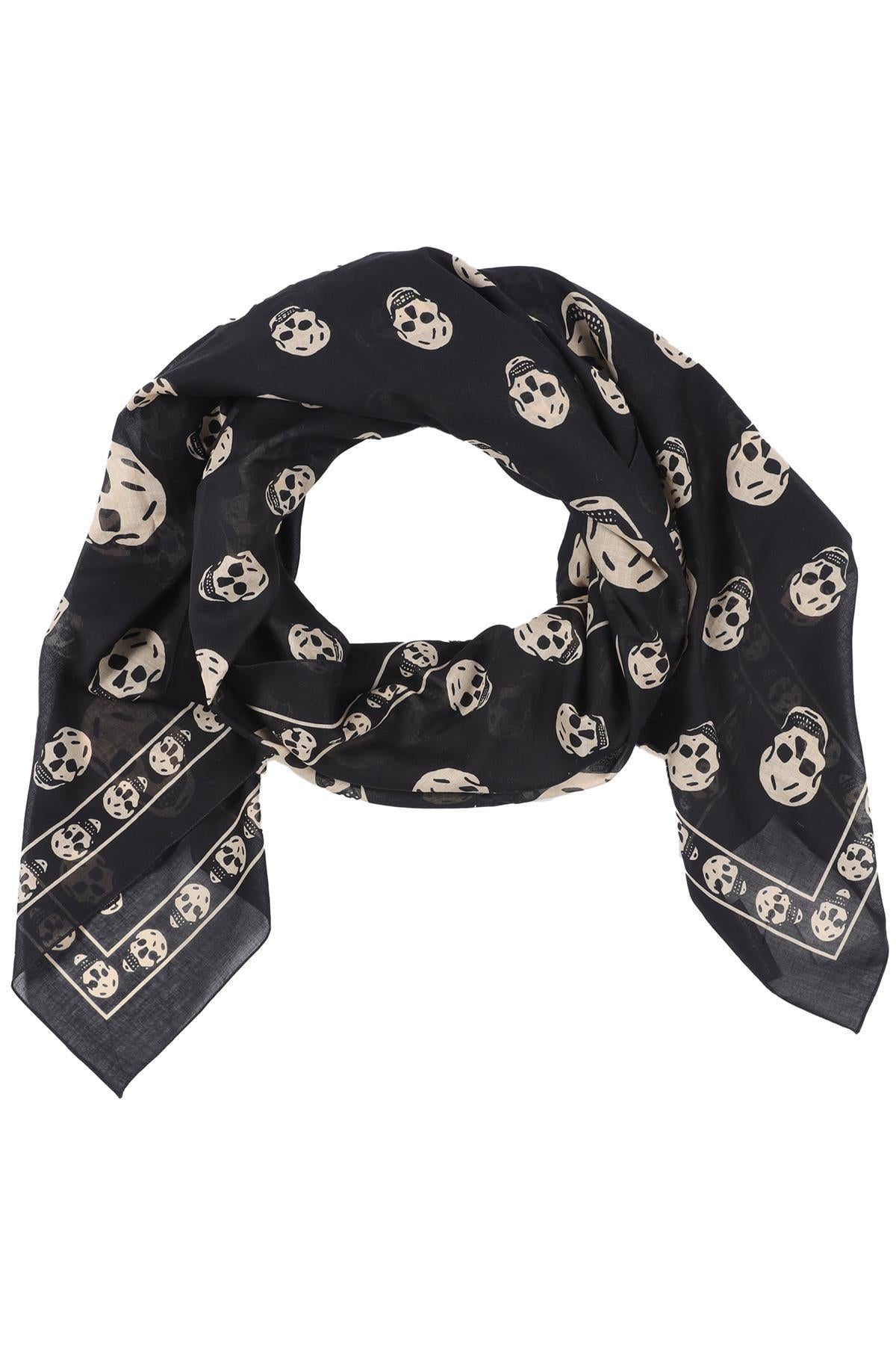 ALEXANDER MCQUEEN BLACK COTTON SCARF