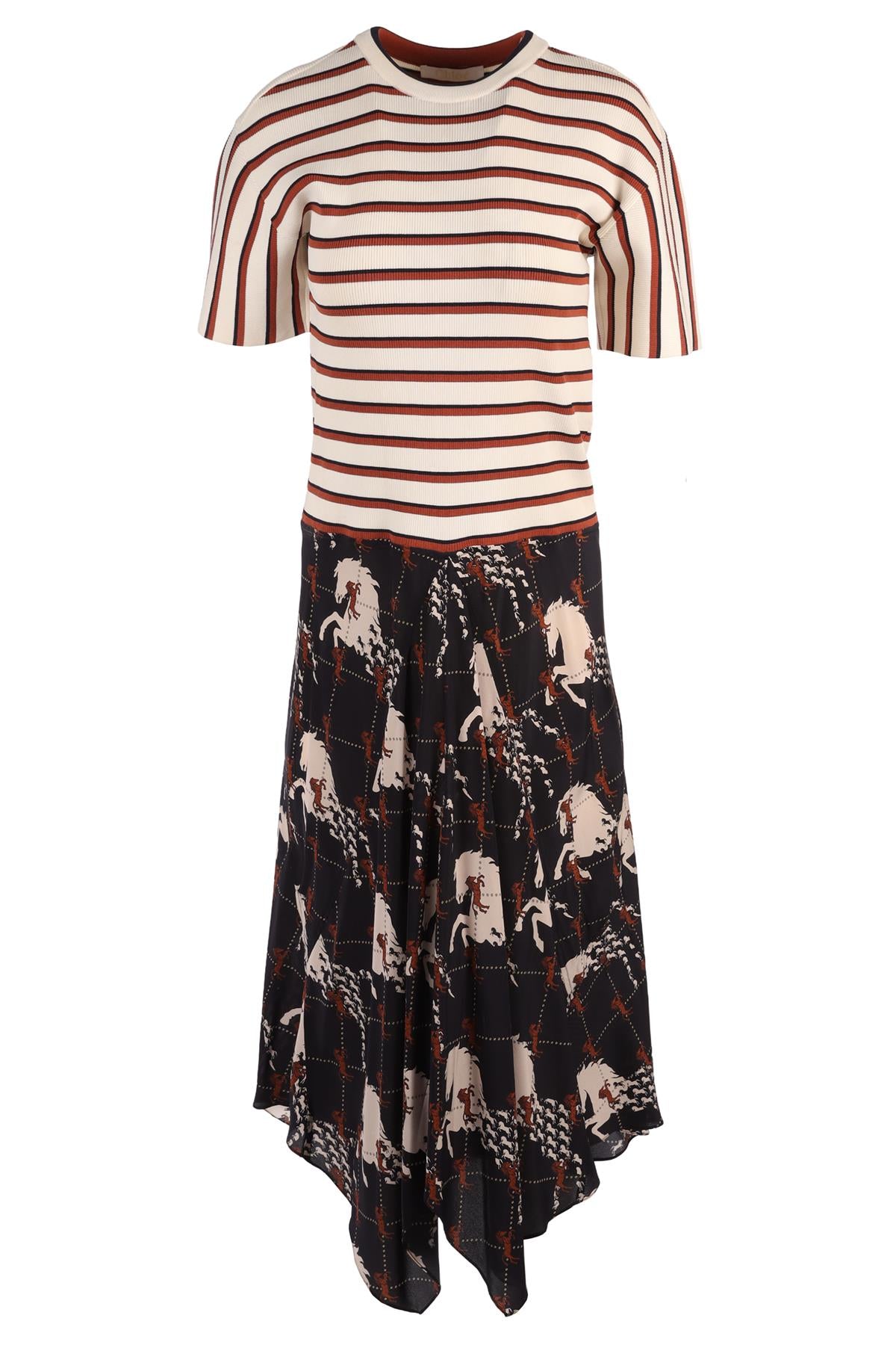 CHLOÉ MULTI SILK MIDI DRESS MEDIUM