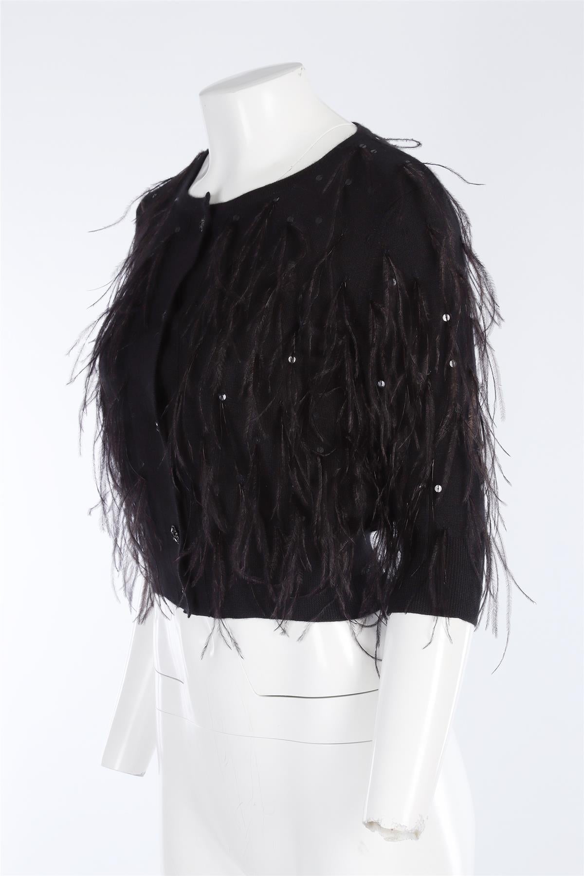 OSCAR DE LA RENTA BLACK 2021 CASHMERE CARDIGAN XSMALL