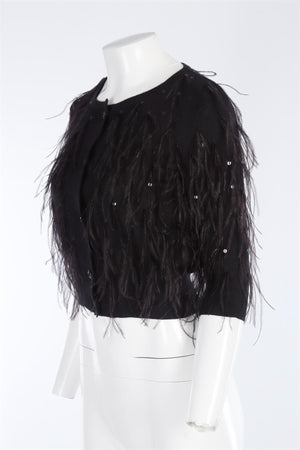 OSCAR DE LA RENTA BLACK 2021 CASHMERE CARDIGAN XSMALL