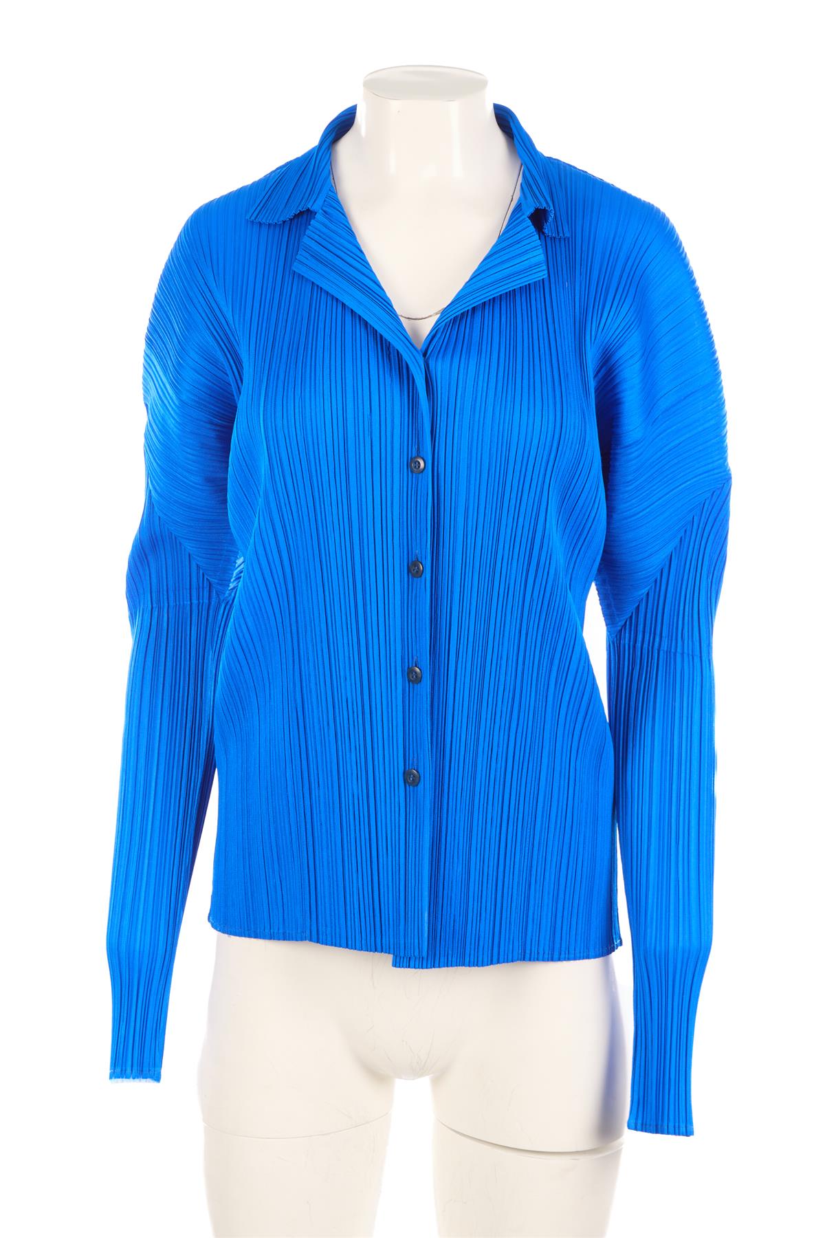 PLEATS PLEASE ISSEY MIYAKE BLUE SHIRT UK 16