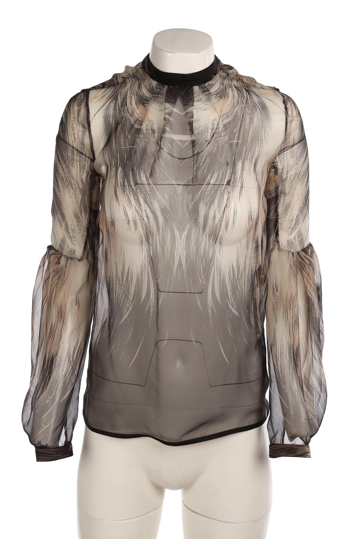 ROBERTO CAVALLI BLACK SILK SHIRT IT 38 UK 6