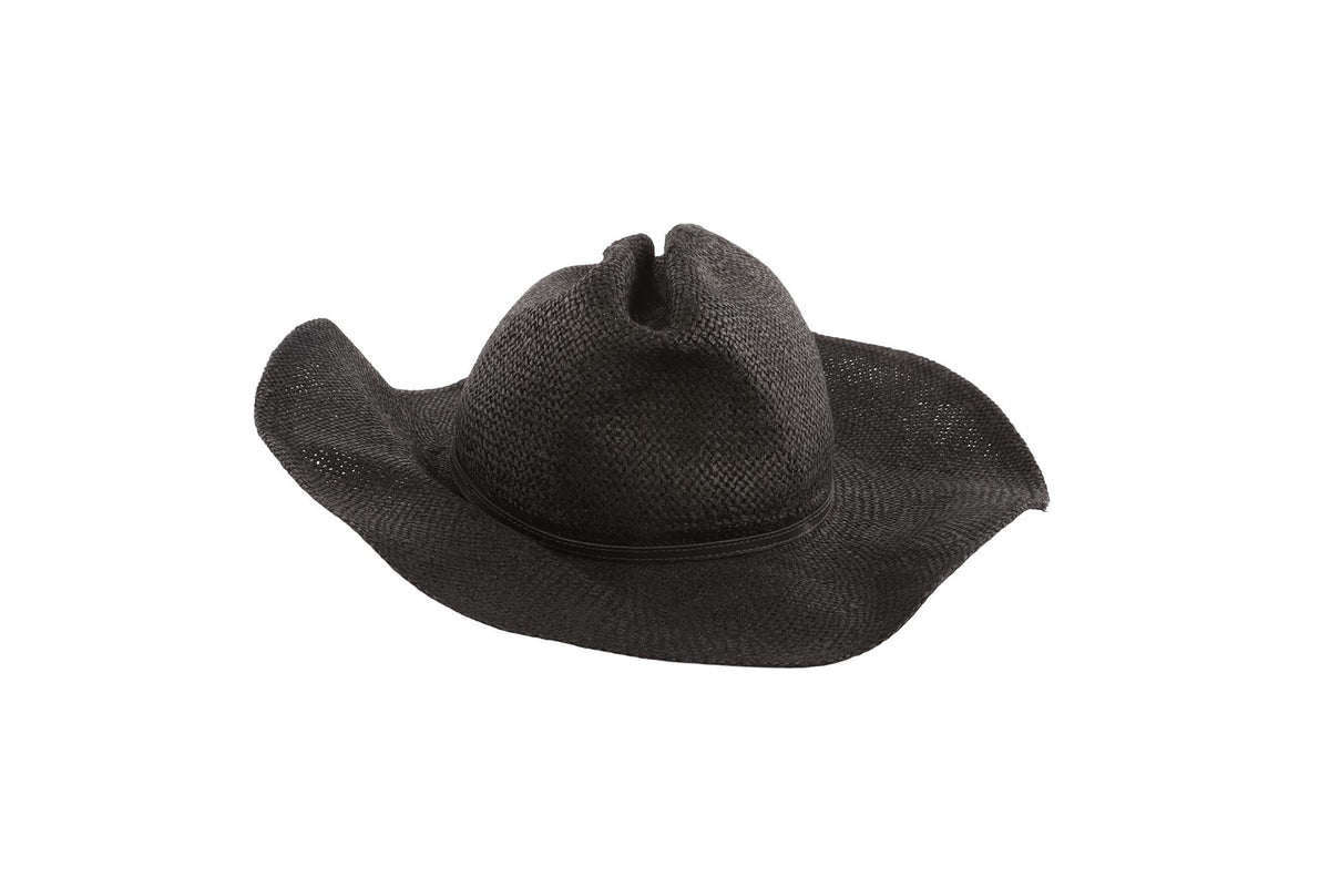 JANESSA LEONE BLACK STRAW HAT SMALL
