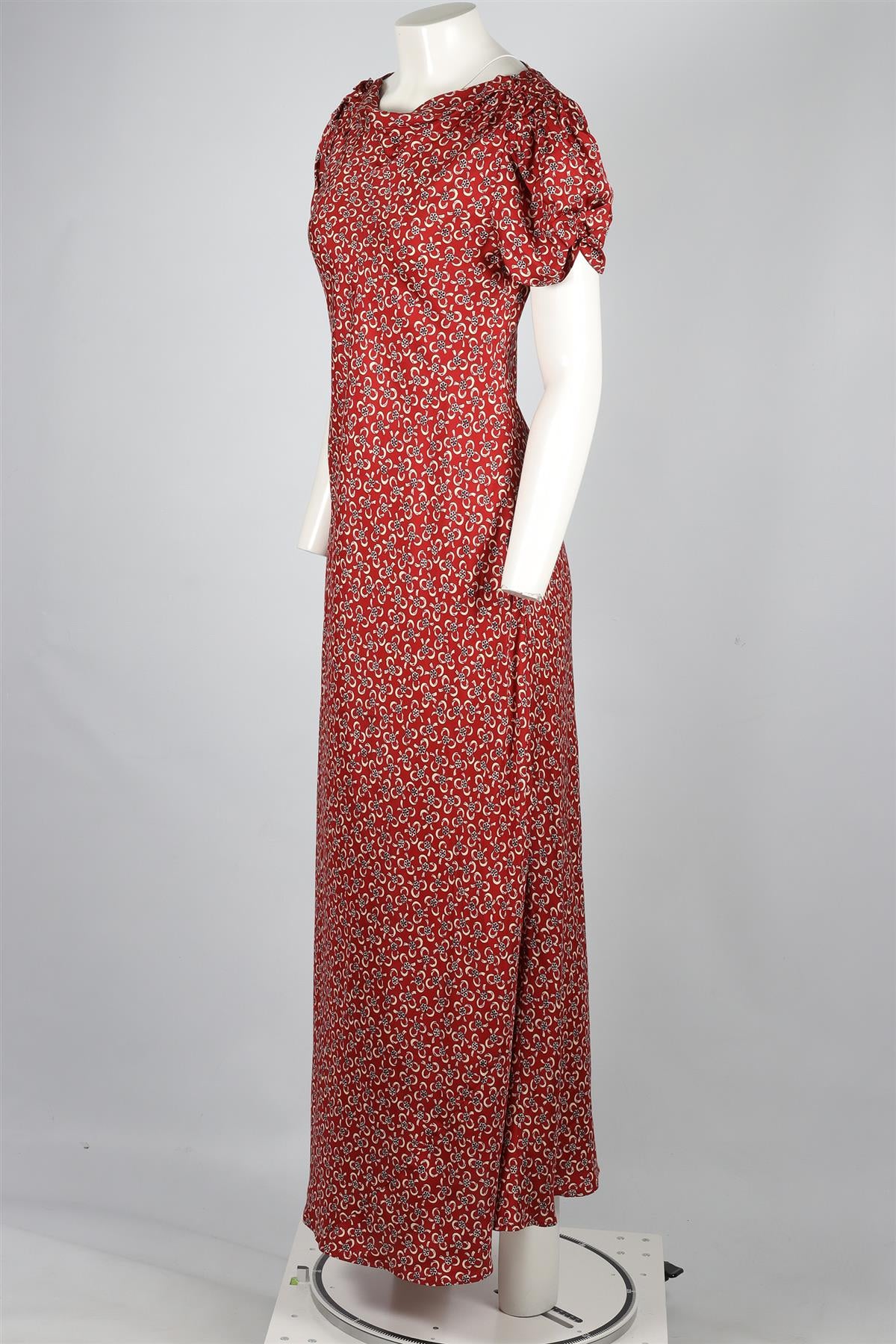 DOEN RED SILK MAXI DRESS LARGE