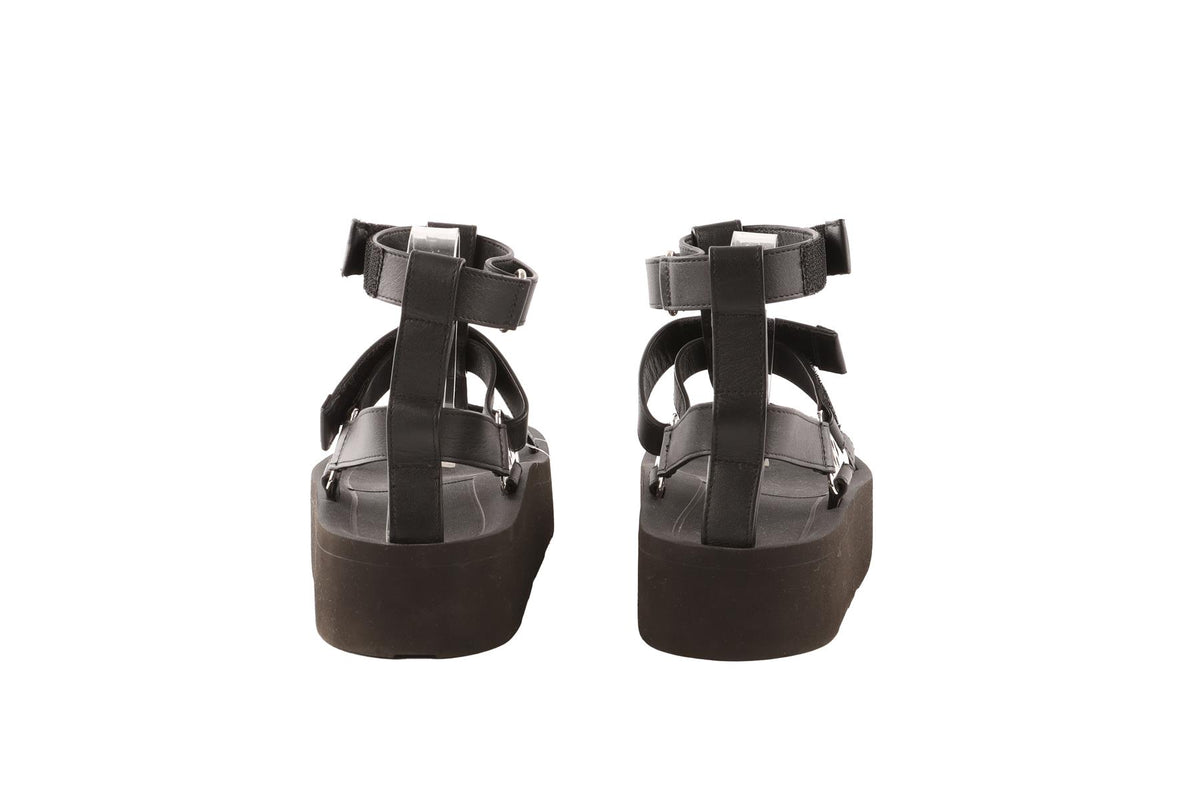 HERMÈS BLACK ENID LEATHER PLATFORM SANDALS EU 36 UK 3 US 6