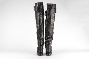 CHRISSIE MORRIS BLACK LEATHER OVER THE KNEE BOOTS EU 38 UK 5 US 8