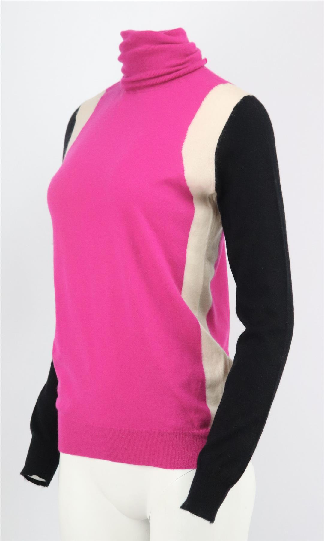 COLOURBLOCK CASHMERE TURTLENECK SWEATER